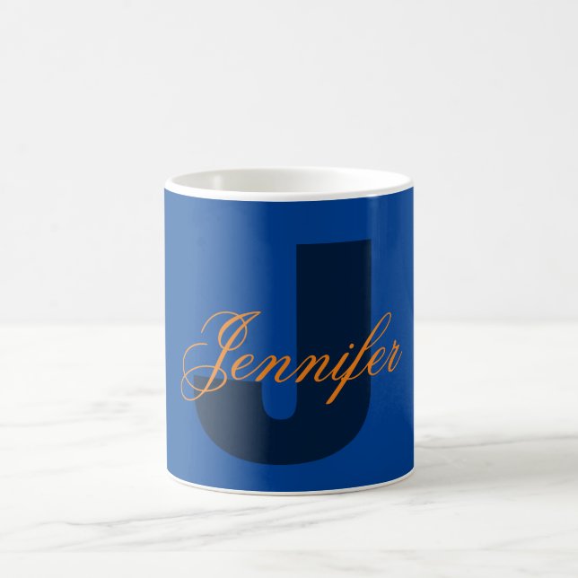 Mug Monogramme Nom propre Initiale moderne Plaine mini (Centre)