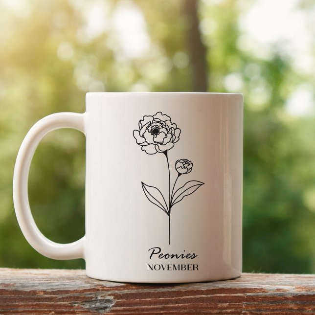 Mug Monogramme novembre Fleur du mois de naissance (Créateur téléchargé)