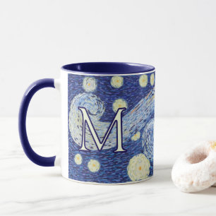 Mug Monogramme Nuit Étoilée personnalisé Art Vincent V
