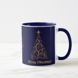 Mug Monogramme Or Joyeux Noël Arbre étoile