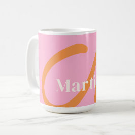 Mug Monogramme orange rose moderne