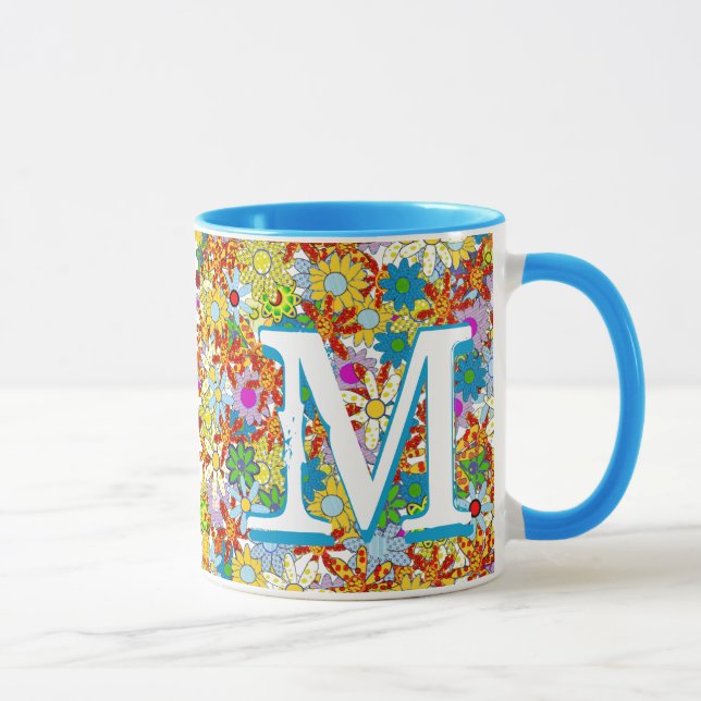 Mug Monogramme ou nom personnalisé Motif floral (Droite)