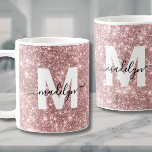 Mug Monogramme Pailleté Rose Gold