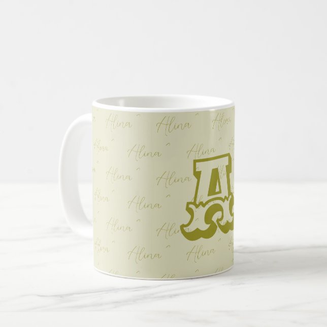 Mug monogramme personnalisé avec votre nom et init (Devant gauche)