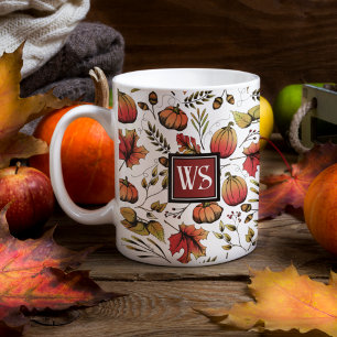 Mug Monogramme personnalisé Coloré Moisson d'automne