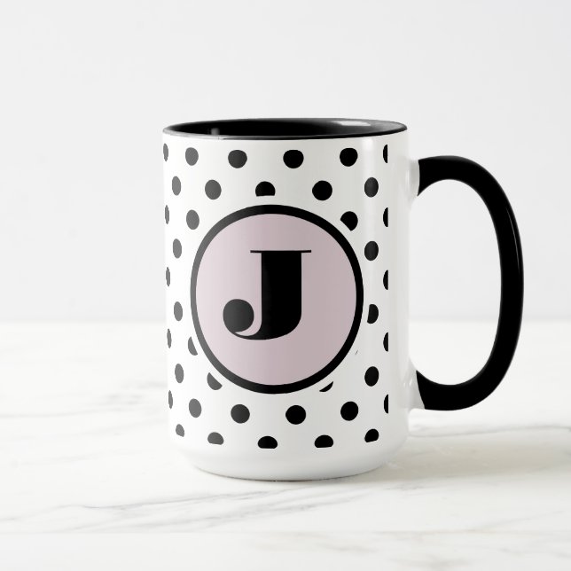 Mug Monogramme personnalisé des points noirs (Droite)