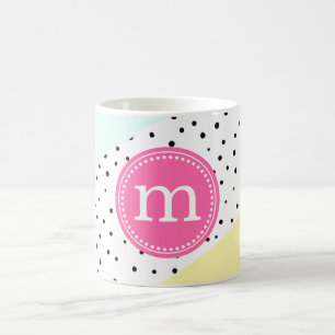 Mug Monogramme personnalisé d'été à la menthe, rose et