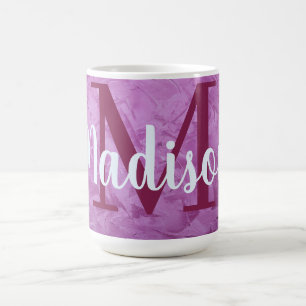 Mug Monogramme personnalisé en marbre violet personna