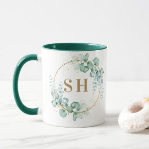 Mug Monogramme personnalisé en or botanique pour maria