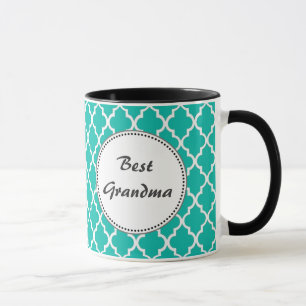 Mug Monogramme personnalisé en quatrefeuilles sarcelle
