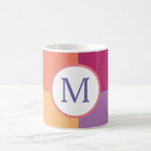 Mug Monogramme personnalisé moderne coloré initial