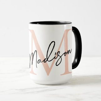 Mug Monogramme Personnalisé Moderne Élégant Rose Gold