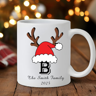 Mug Monogramme personnalisé Noël de famille Santa Hat