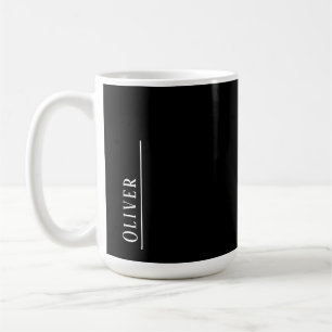 Mug monogramme personnalisé, noir moderne et blanc