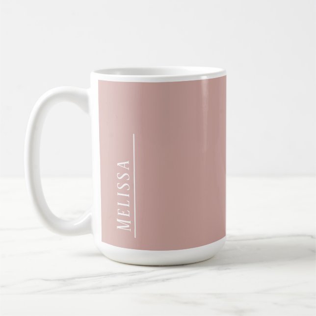 Mug Monogramme personnalisé, rose blush moderne (Gauche)