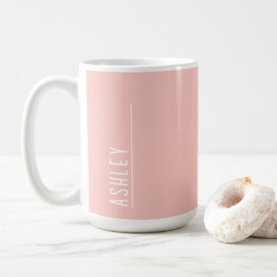Mug monogramme personnalisé, rose pastel moderne
