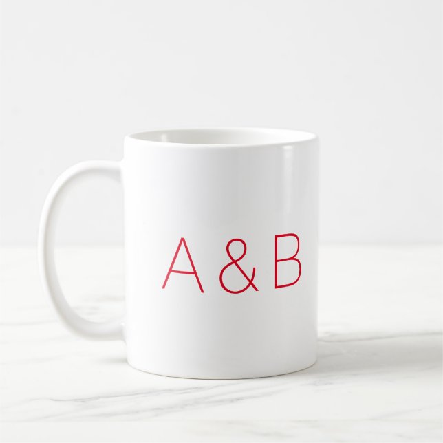 Mug monogramme personnalisé rouge personnalisé (Gauche)