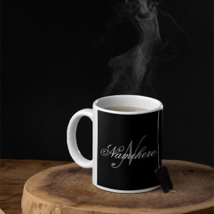 Mug Monogramme personnalisé unique en noir et blanc