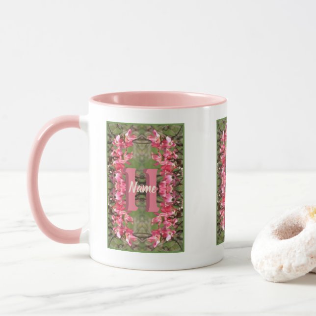 Mug Monogramme personnalisé Votre initiale Nom Art du  (Avec donut)