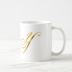 Mug Monogramme personnalisé Y Faux Monogrammes Gold Fo