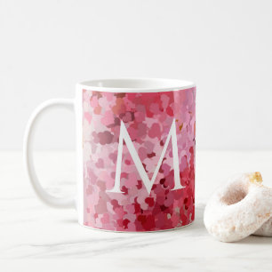 Mug Monogramme Premier Modèle rose rouge violet Coeurs