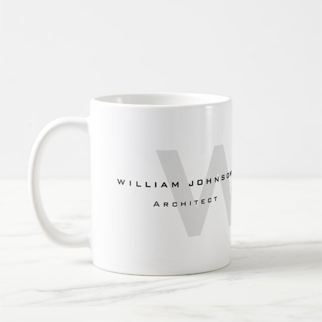Mug Monogramme professionnel d'architecte noir et (Gauche)
