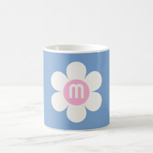 Mug Monogramme Puissance initiale Fleur Maisson rose e