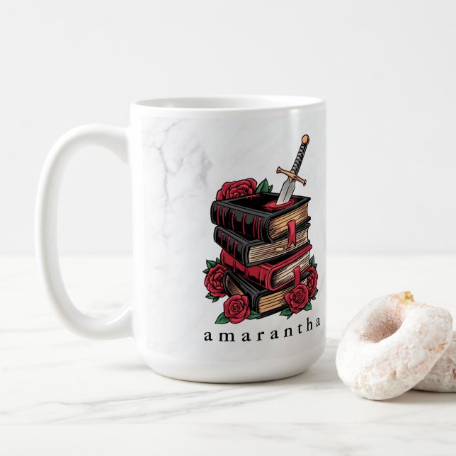 Mug Monogramme Romantasy livre Lover (Avec donut)