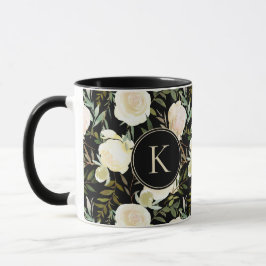Mug Monogramme romantique Vanille Florale Aquarelle ve