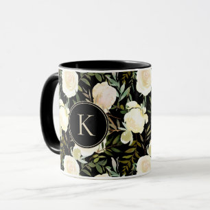 Mug Monogramme romantique Vanille Florale Aquarelle ve