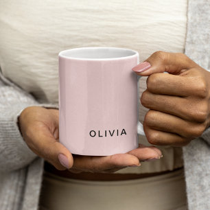 Mug Monogramme rose et nom personnalisé Personnalisé