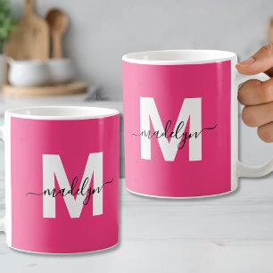 Mug Monogramme Rose Foncé