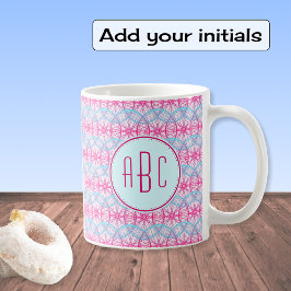 Mug Monogramme rose motif de roue de vélo
