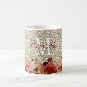 Mug Monogramme Rose or Floral Lumière Parties scintil