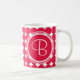 Mug Monogramme rouge de point de polka