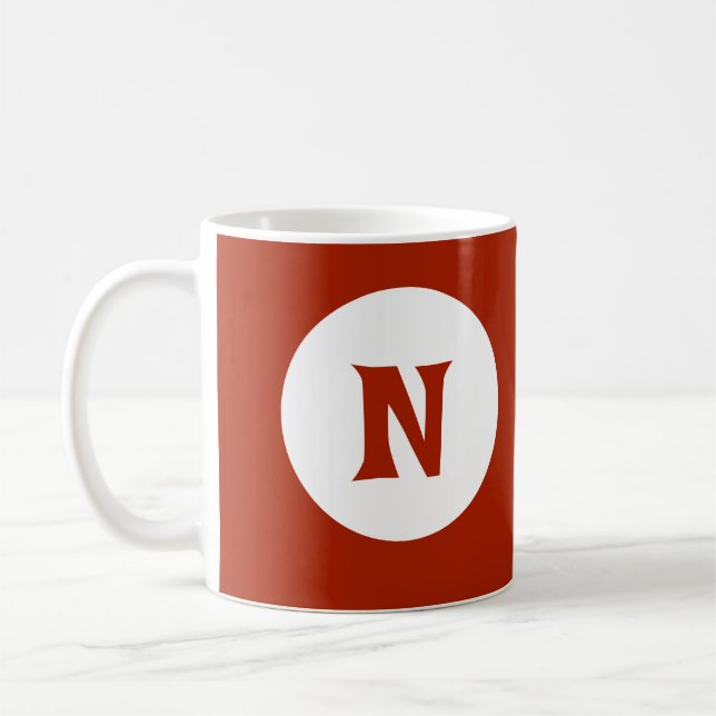 Mug Monogramme rouge foncé étonnant initial (Gauche)