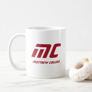 Mug Monogramme Rouge Moderne Nom Gras Personnalisé pou