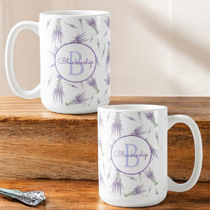 Mug Monogramme Rustique Lavande Sèche