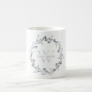 Mug Monogramme simple et élégant de germe de laurier