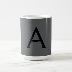 Mug Monogramme simple gris classique Ajouter un nom in