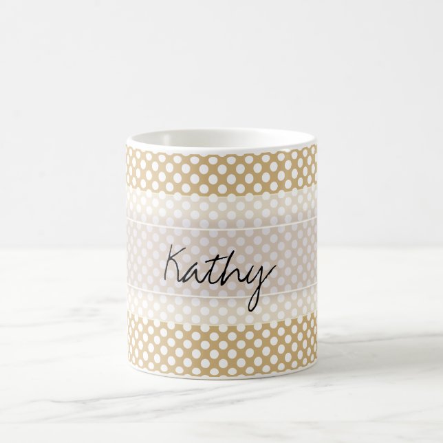 Mug Monogramme Tan Blanc Cute Chic Polka Motif (Centre)