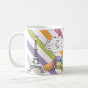 Mug Monogramme Tour Eiffel Paris Macarons coloré