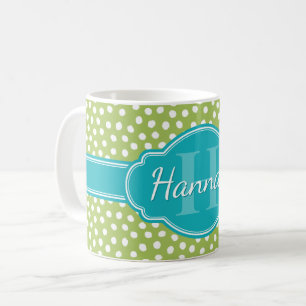 Mug Monogramme Turquoise de Motif blanc vert