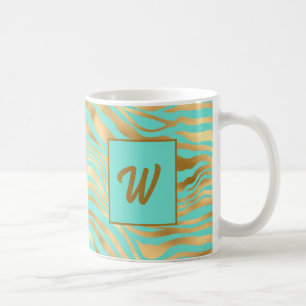 Mug Monogramme Turquoise et Poster de animal or