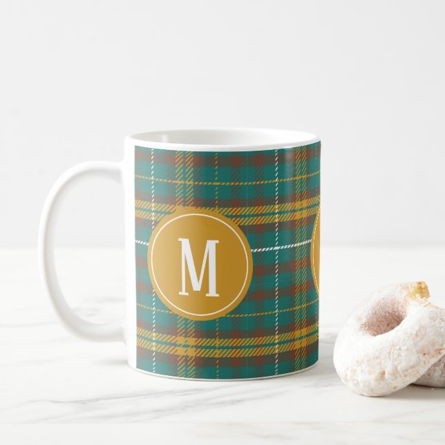 Mug Monogramme Twill Plaid Motif écossais (Avec donut)