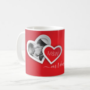 Mug Monogramme Valentine Papier découpé Coeurs de vo