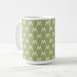 Mug Monogramme vert et blanc minimaliste
