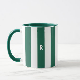 Mug Monogramme vert simple de Noël