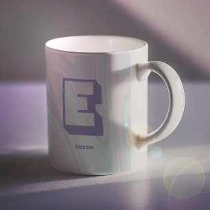 Mug Monogramme violet Abstrait Marbre élégant