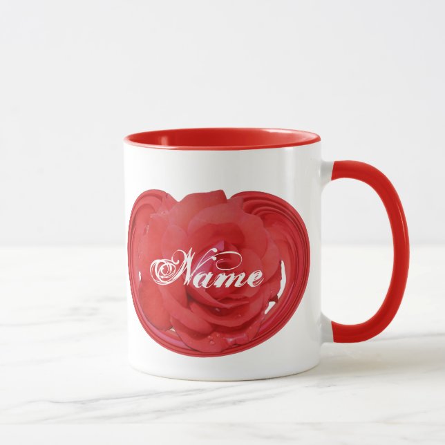 Mug Monogramme Votre Nom Rose Florale Personnalisée (Droite)